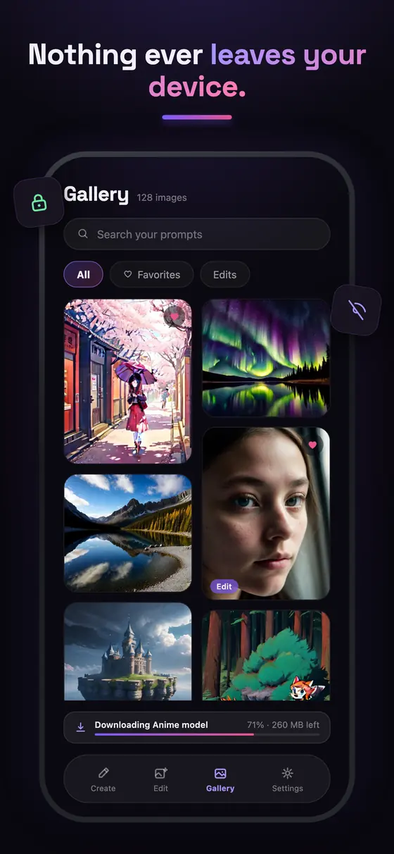 LocalPix privacy: prompts and images stay on the device